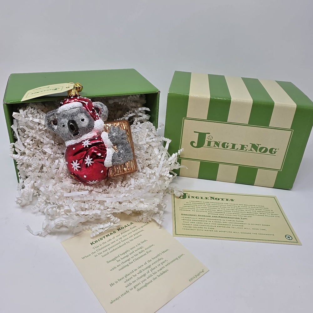 NIB JingleNog Kristmas Koala Ornament #80502 Hand Blown & Painted in Poland